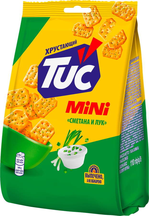 Крекер TUC Снек Мини со вкусом сметаны и лука, 110г, превью