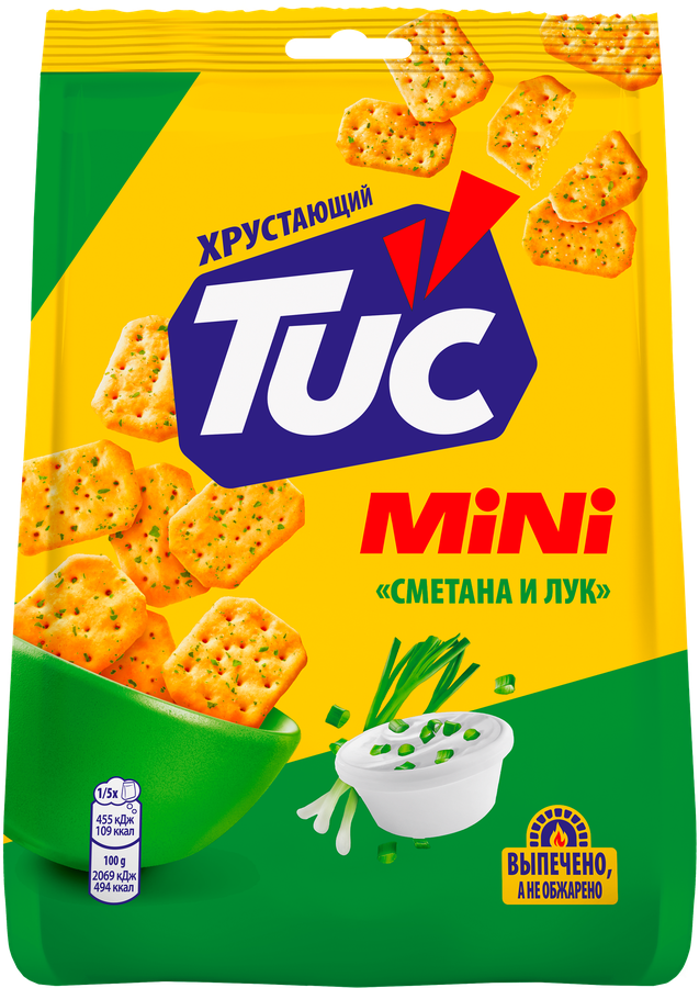 Крекер TUC Снек Мини со вкусом сметаны и лука, 110г, превью