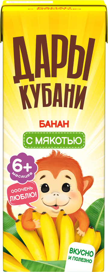 Нектар фруктовый ДАРЫ КУБАНИ Банановый с мякотью, с 6 месяцев, 200мл, превью