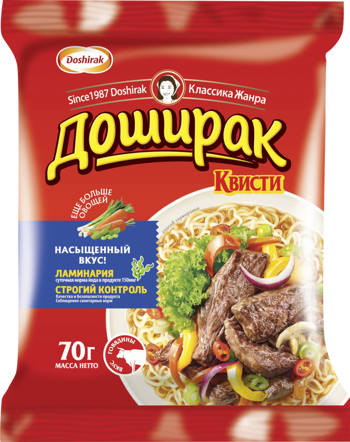 Лапша ДОШИРАК Квисти со вкусом говядины, 70г, превью