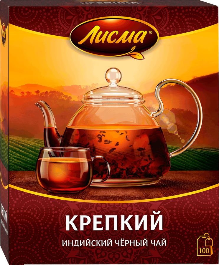 Чай черный ЛИСМА Крепкий Индийский байховый, 100пак, превью
