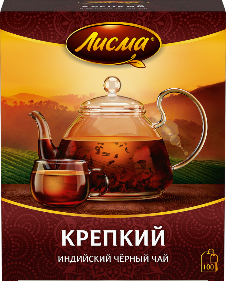 Чай черный ЛИСМА Крепкий Индийский байховый, 100пак, превью