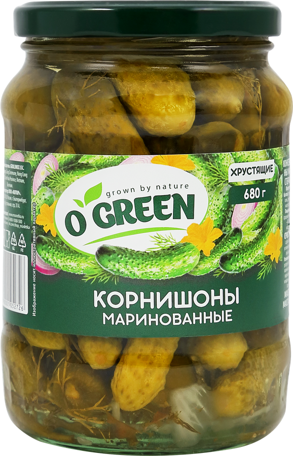 Огурцы маринованные O`GREEN корнишоны 3–6см, 720мл, предпросмотр