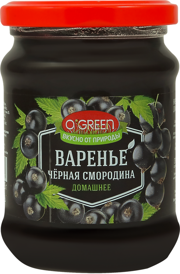 Варенье O`GREEN из черной смородины, 325г, предпросмотр