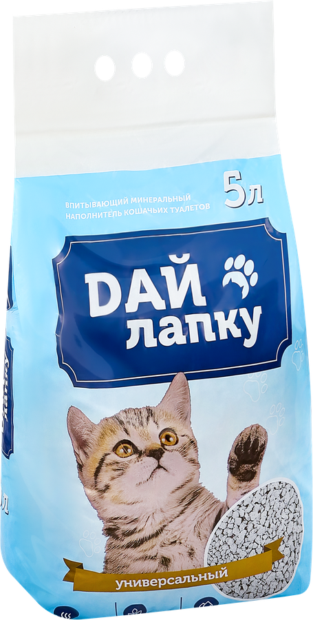 Наполнитель для кошачьих туалетов ДАЙ ЛАПКУ впитывающий универсальный, 5л, превью