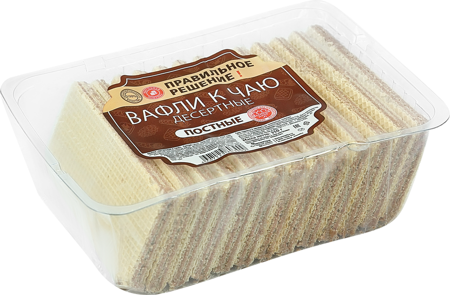 Вафли ПРАВИЛЬНОЕ РЕШЕНИЕ Десертные, постные к чаю, 350г, превью