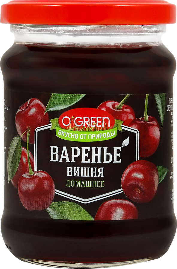 Варенье O`GREEN Домашнее из вишни, 325г, предпросмотр