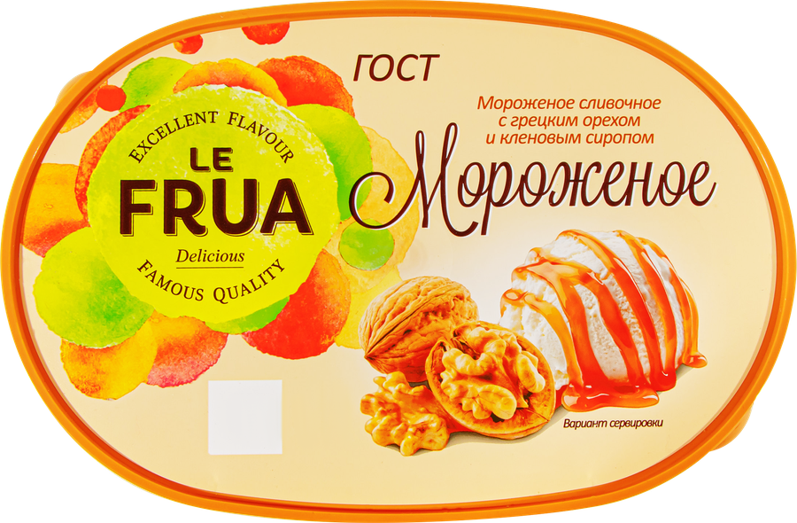 Мороженое LE FRUA Сливочное с грецким орехом и кленовым сиропом 10%, без змж, контейнер, 450г, предпросмотр