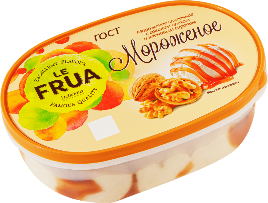 Мороженое LE FRUA Сливочное с грецким орехом и кленовым сиропом 10%, без змж, контейнер, 450г, предпросмотр