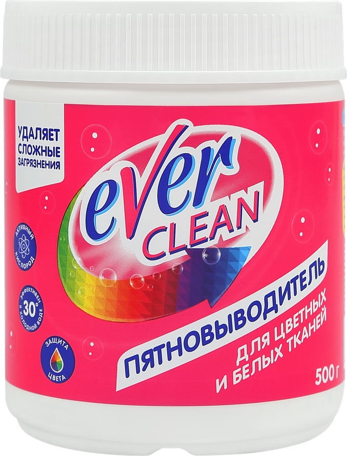 Пятновыводитель-отбеливатель для цветного и белого белья EVERCLEAN, 500г, предпросмотр