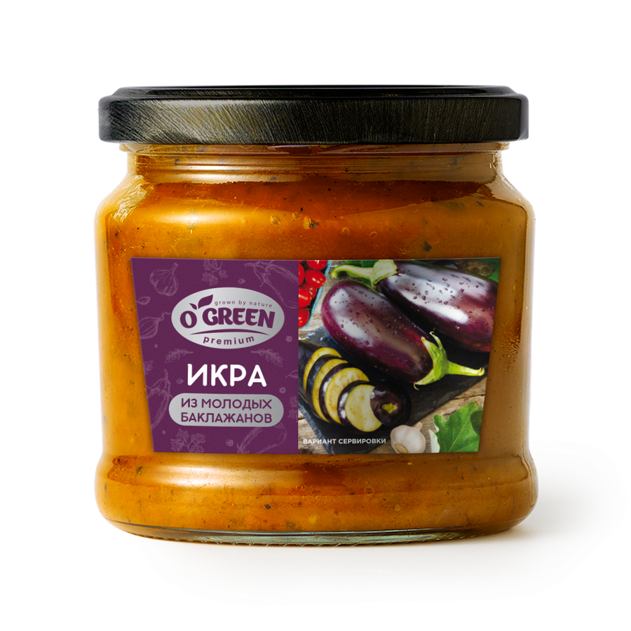 Икра из молодых баклажанов O`GREEN Premium, 420г, изображение