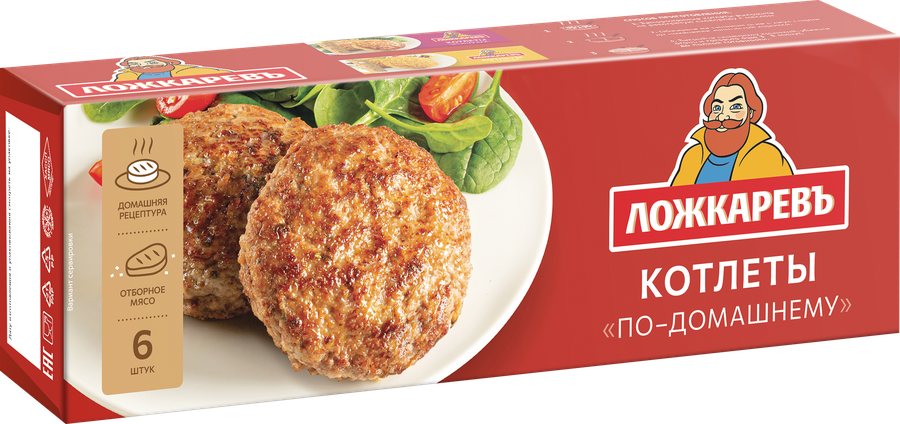 Котлеты ЛОЖКАРЕВЪ По-домашнему, 400г, превью