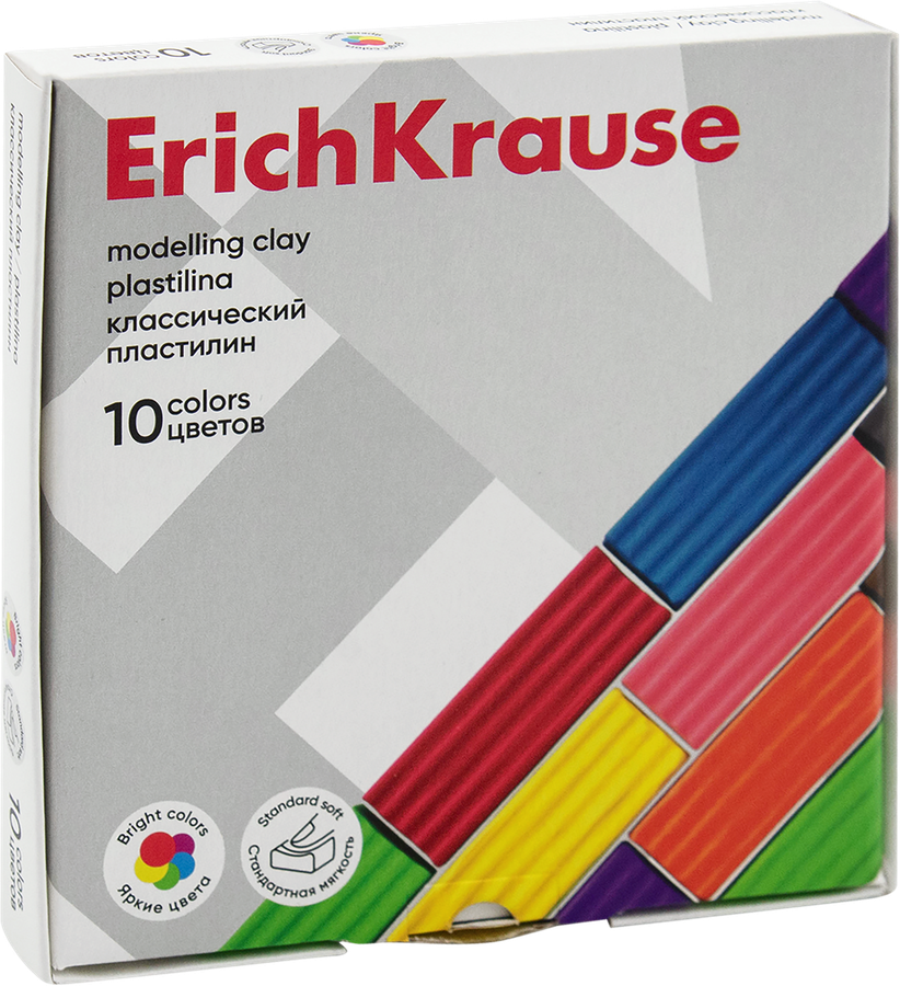 Пластилин ERICHKRAUSE Классический, 10 цветов, 160г, предпросмотр