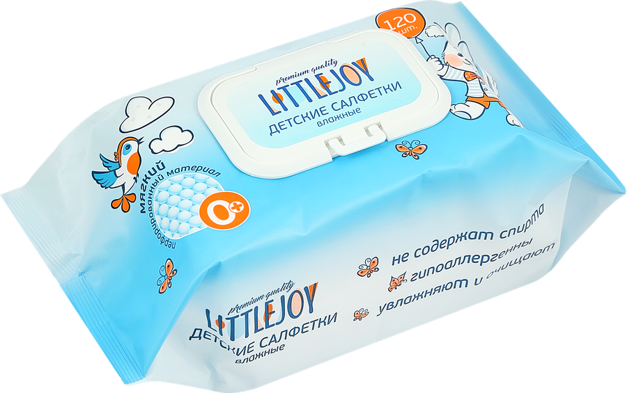 Салфетки влажные детские LITTLE JOY, 120шт, предпросмотр
