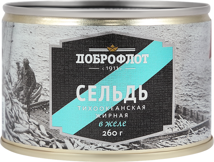 Сельдь ДОБРОФЛОТ тихоокеанская жирная в желе, 260г, превью