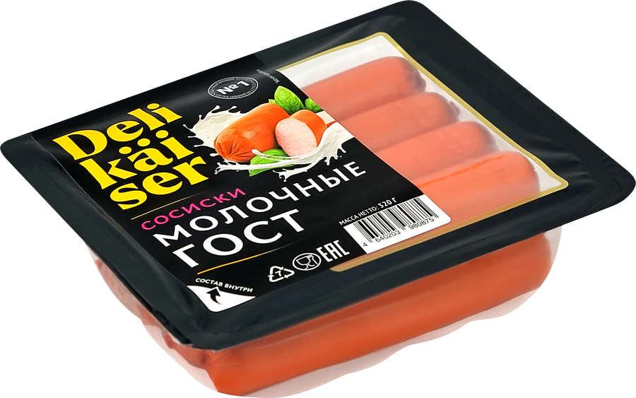 Сосиски DELIKAISER Молочные ГОСТ, 320г, предпросмотр