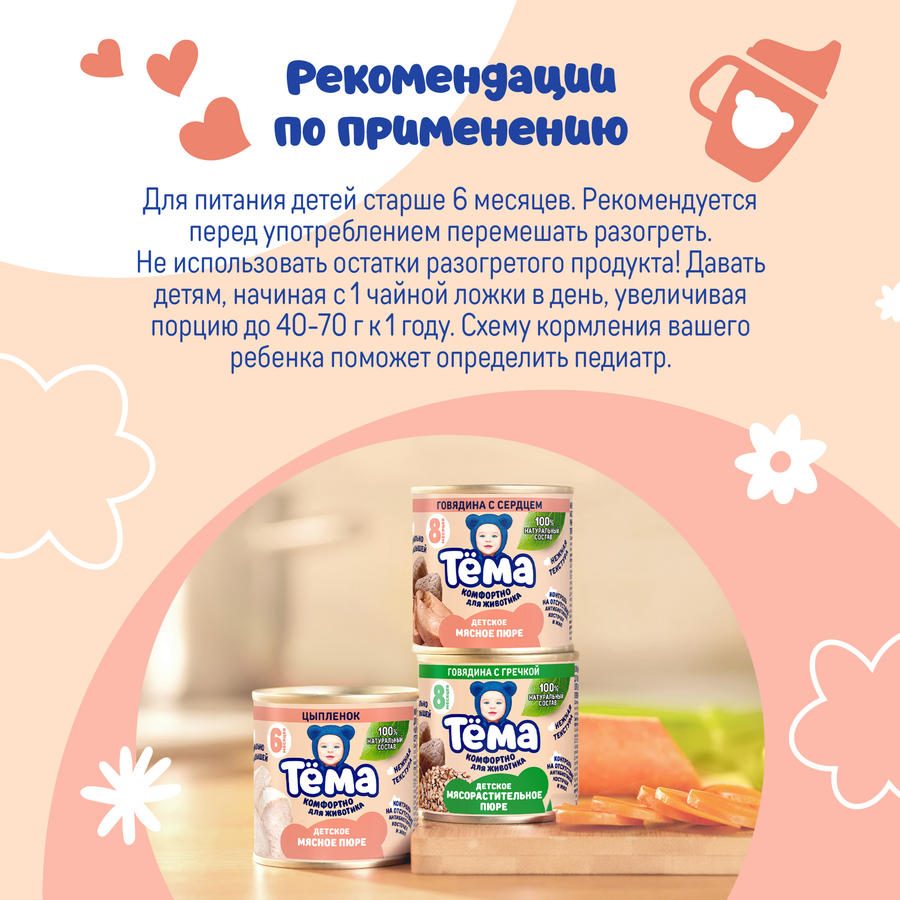 Пюре мясное ТЕМА Говядина, с 6 месяцев, 90г, превью