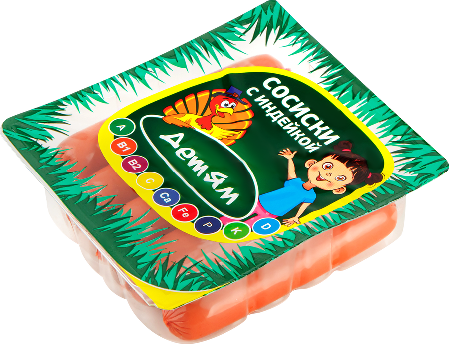 Сосиски ВЕЛИКОЛУКСКИЙ МЯСОКОМБИНАТ Детям с индейкой, 330г, предпросмотр