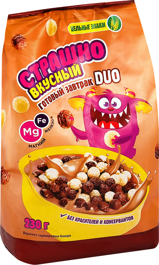 Готовый завтрак СТРАШНО ВКУСНЫЙ Шарики Дуо, 230г, предпросмотр