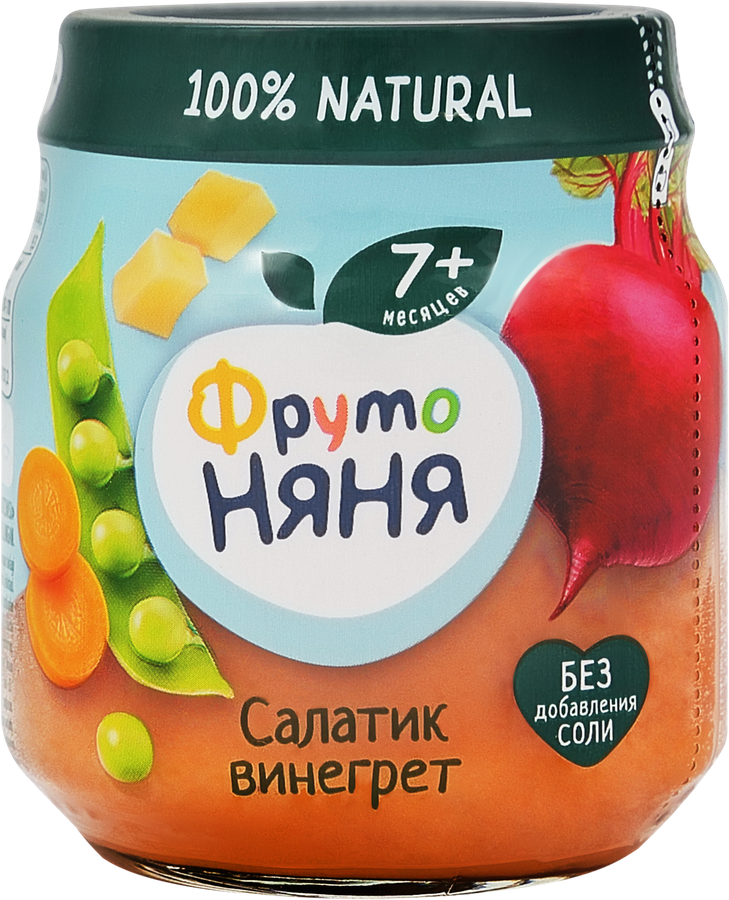 Пюре фруктово-овощное ФРУТОНЯНЯ Салатик Винегрет, с 7 месяцев, 110г, предпросмотр