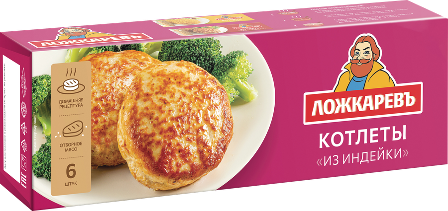 Котлеты ЛОЖКАРЕВЪ из индейки, 400г, превью