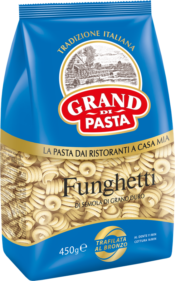 Макароны GRAND DI PASTA Funghetti группа А, 450г, превью