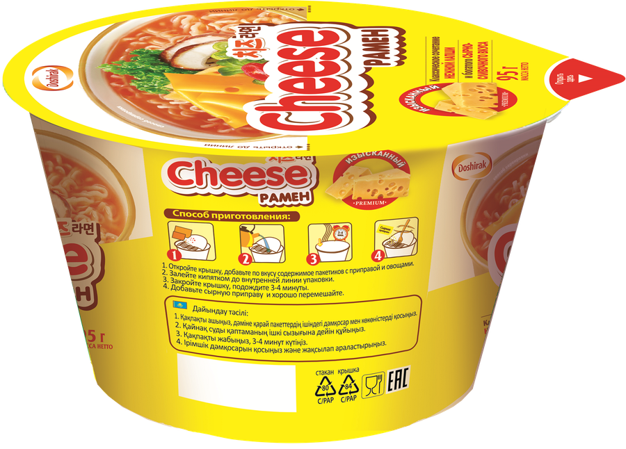 Лапша ДОШИРАК Cheese рамен с сыром, 95г, предпросмотр
