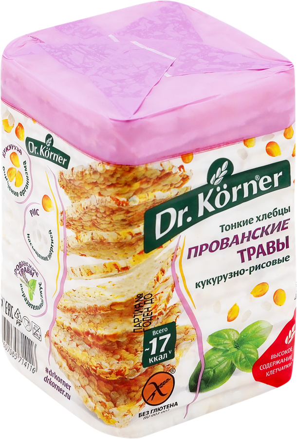 Хлебцы рисово-кукурузные DR KORNER с прованскими травами, 100г, превью