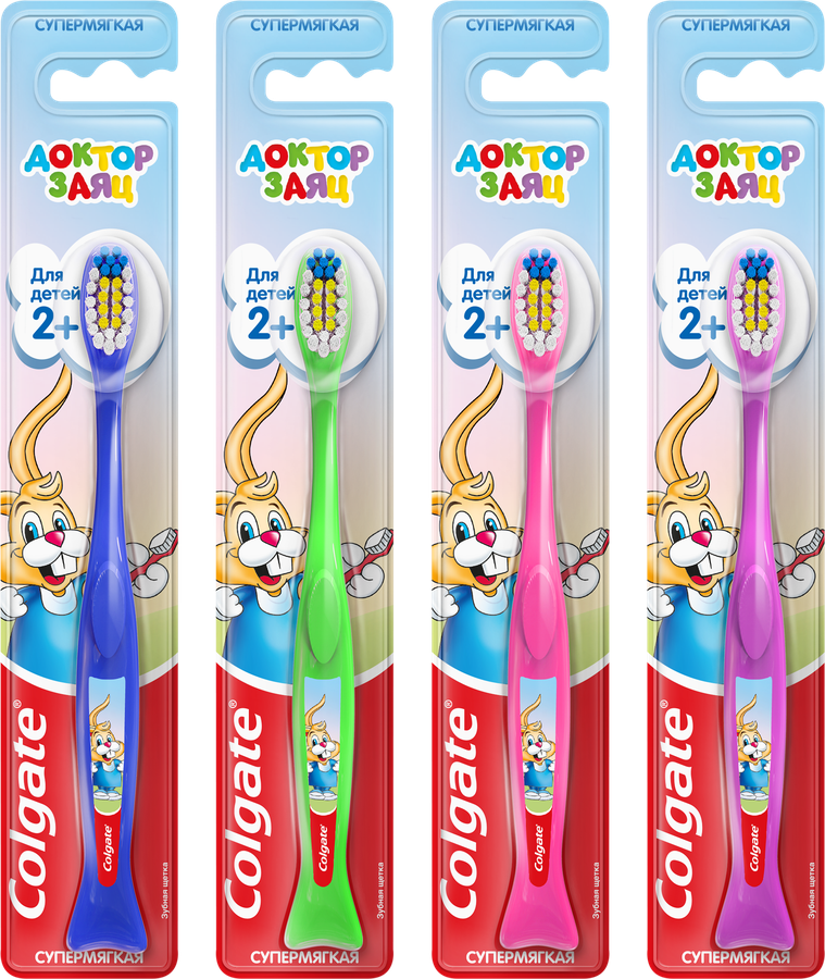 Зубная щетка детская COLGATE Доктор Заяц ультрамягкая, с 2 лет, предпросмотр