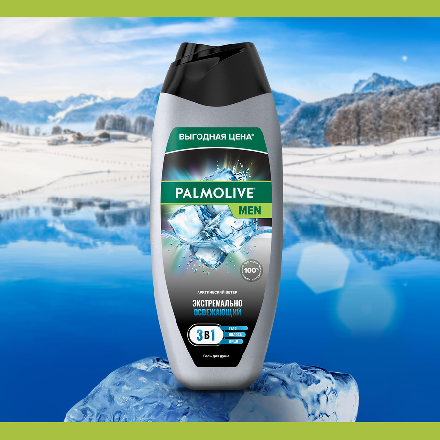 Гель для душа PALMOLIVE Men 3в1 Арктический ветер, для тела, волос и лица, 450мл, превью