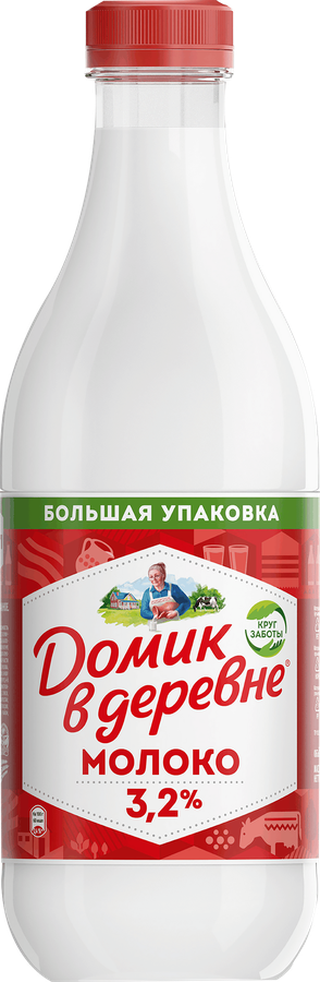 Молоко пастеризованное ДОМИК В ДЕРЕВНЕ 3,2%, без змж, 1400мл, превью