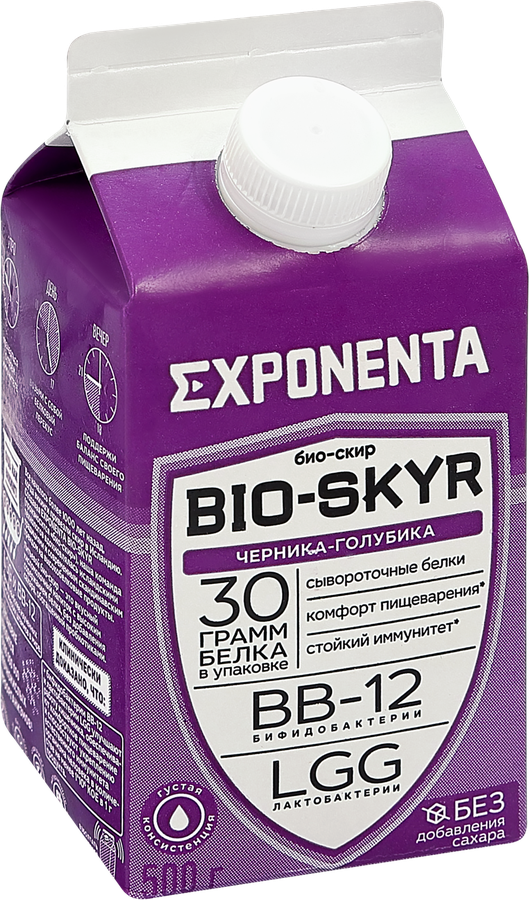 Напиток кисломолочный EXPONENTA Bio-Skyr Черника, голубика, 500г, превью