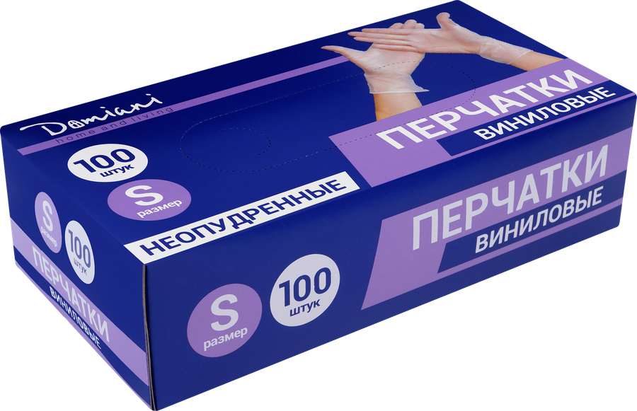 Перчатки виниловые ДОМИАНИ, 100шт, превью