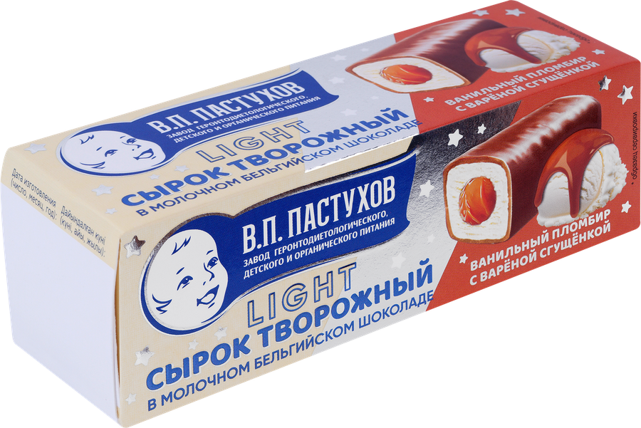 Сырок творожный глазированный ЗАВОД ИМЕНИ ПАСТУХОВА со сгущенным молоком 23%, без змж, 40г, превью
