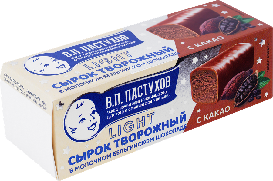 Сырок творожный глазированный ЗАВОД ИМЕНИ ПАСТУХОВА с какао 23%, без змж, 40г, предпросмотр