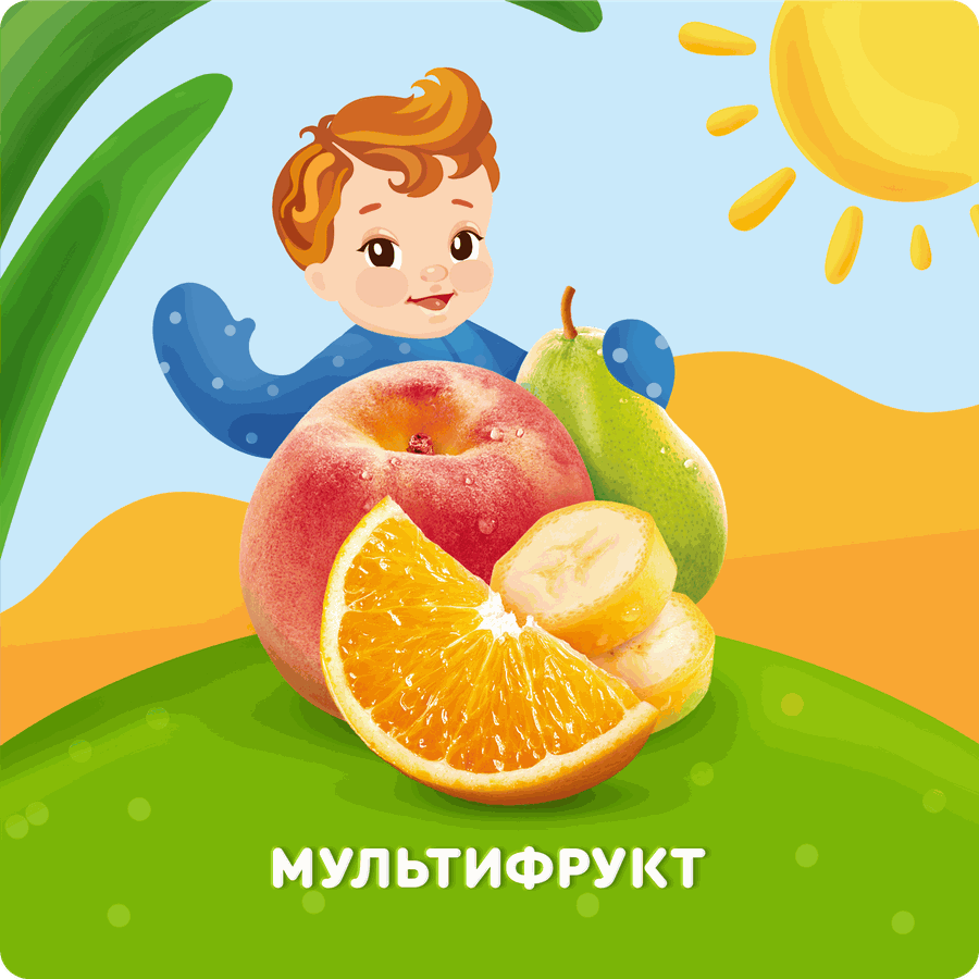 Пюре фруктовое детское АГУША Мультифрукт, с 6 месяцев, 90г, предпросмотр