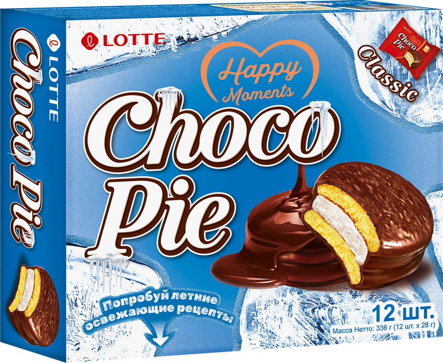 Печенье LOTTE Choco Pie бисквитное в шоколадной глазури, 12х28г, превью