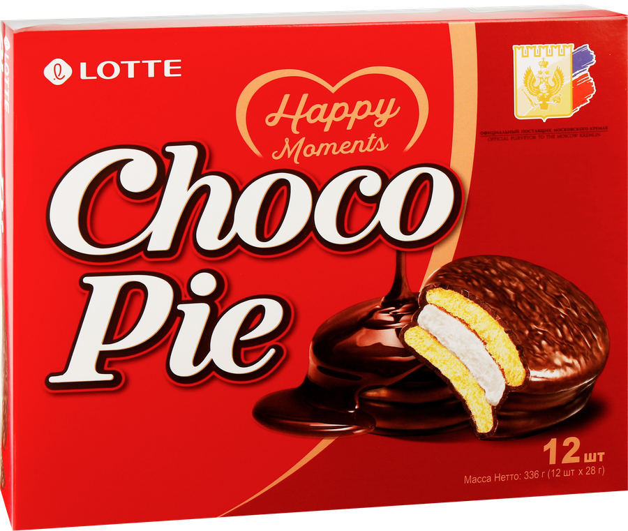 Печенье LOTTE Choco Pie бисквитное в шоколадной глазури, 12х28г, предпросмотр