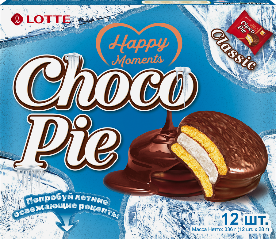Печенье LOTTE Choco Pie бисквитное в шоколадной глазури, 12х28г, предпросмотр