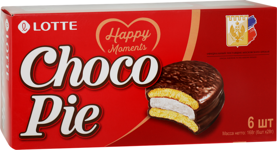 Печенье LOTTE Choco Pie бисквитное в шоколадной глазури, 6х28г, предпросмотр
