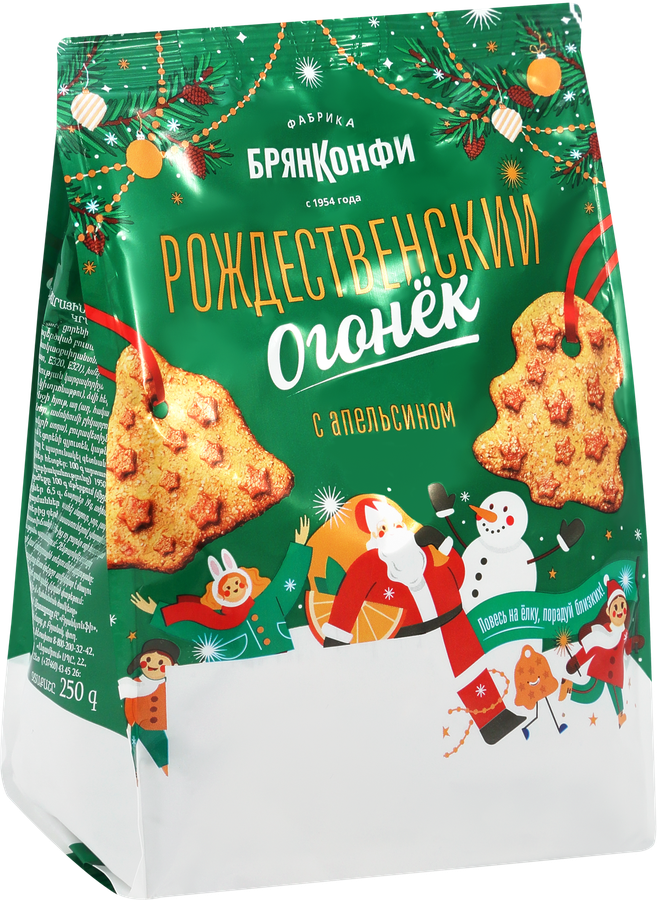 Печенье сахарное БРЯНКОНФИ Рождественский огонек, с апельсином, 250г, предпросмотр