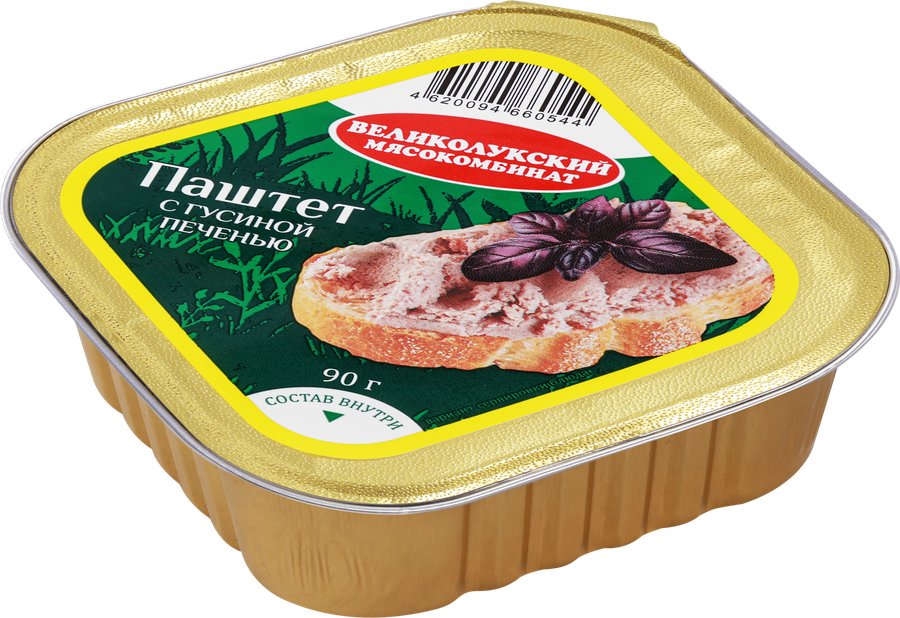 Паштет ВЕЛИКОЛУКСКИЙ МК с гусиной печенью, 90г, предпросмотр