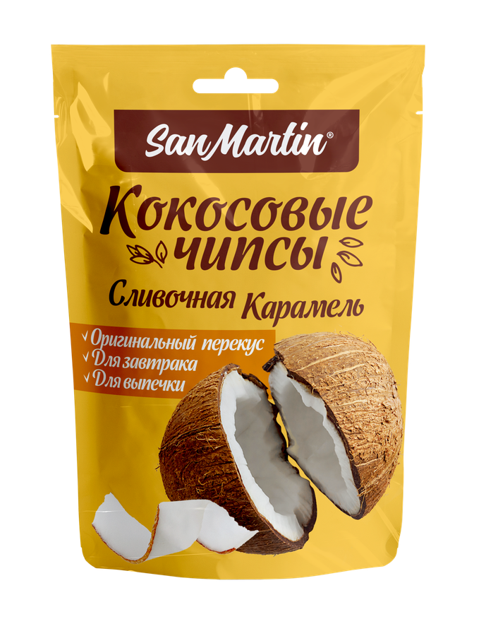 Кокосовые чипсы SAN MARTIN Ассорти №4 (Ваниль, Карамель) п/п 40г., превью