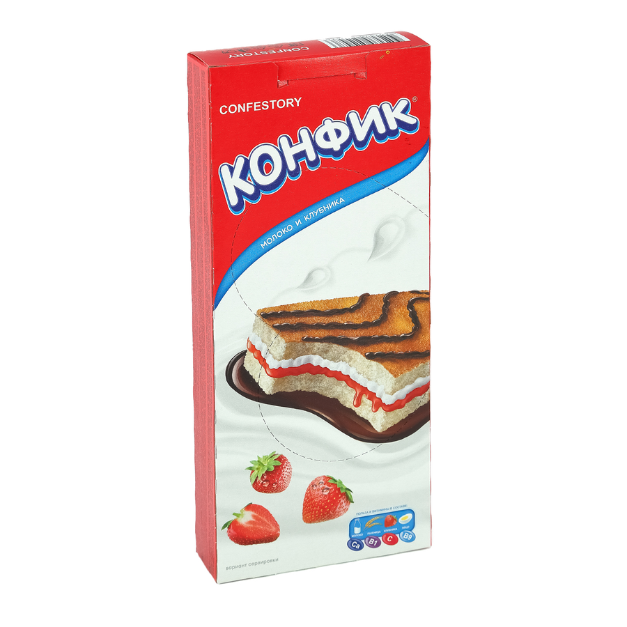 Бисквитное пирожное молоко и клубника КОНФИК, 150г., предпросмотр