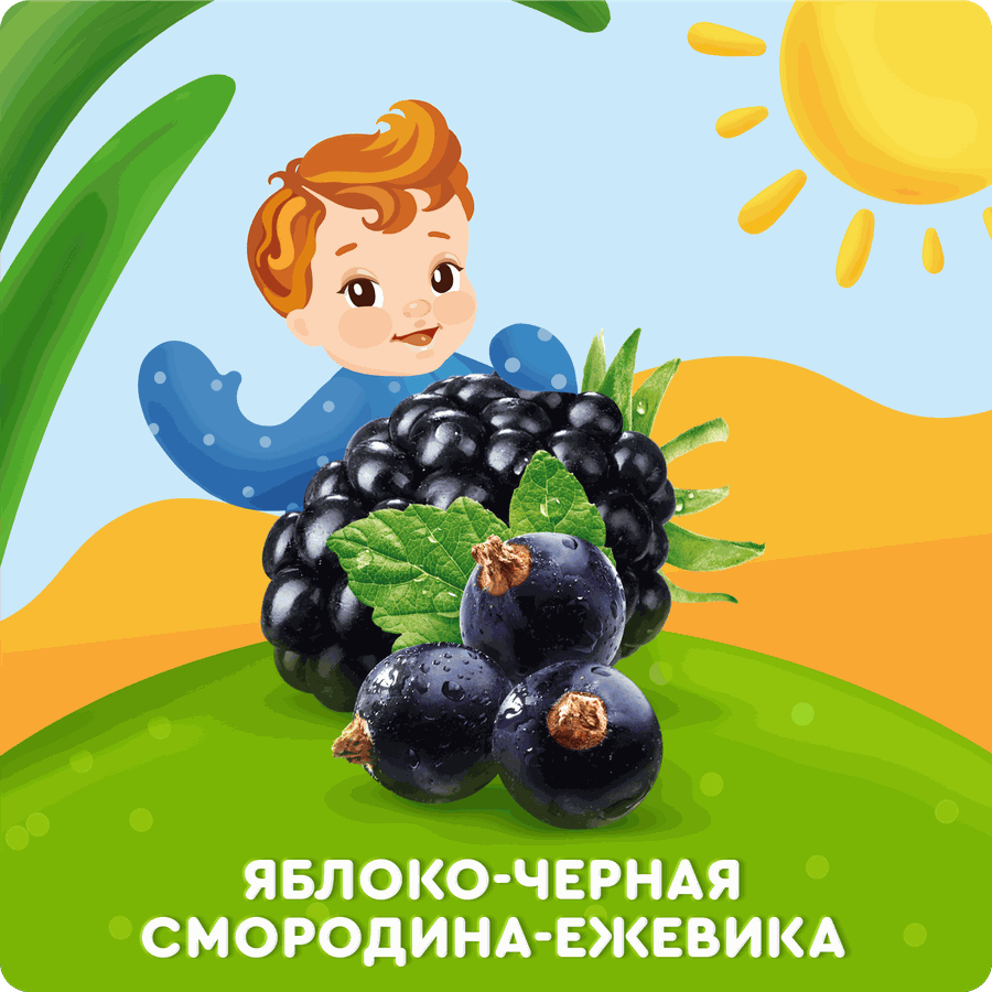 Пюре АГУША Укрепляй-ка яблоко, чёрная смородина, ежевика пауч 80г., предпросмотр