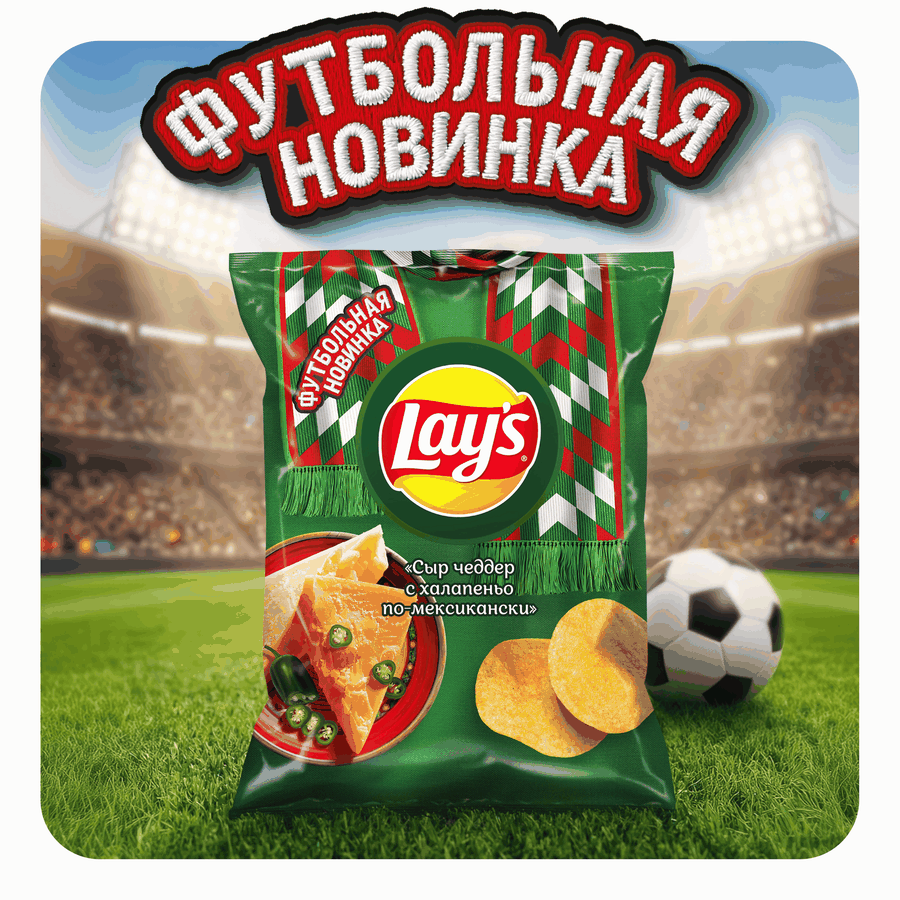 Картофельные чипсы LAYS Сыр чеддер с халапеньо по-мексикански ф/п 105г., предпросмотр