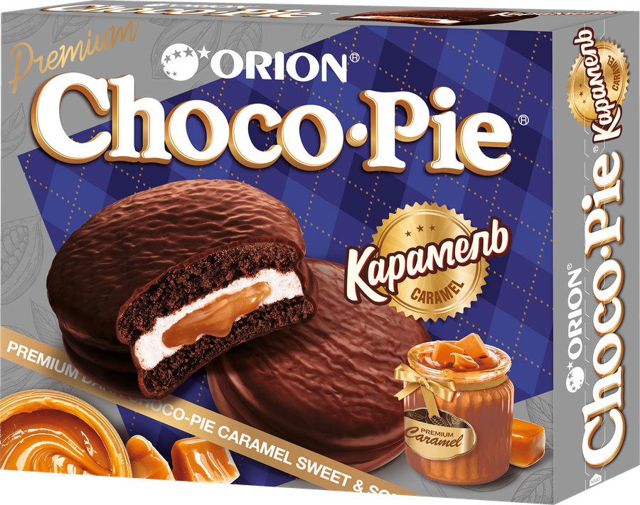 Бисквит ORION Choco pie dark Карамель 360г, предпросмотр